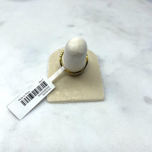 Banana Republic NWT Cubic Zirconia Gold Curved Ring, Size 7 - Picture 4 of 7